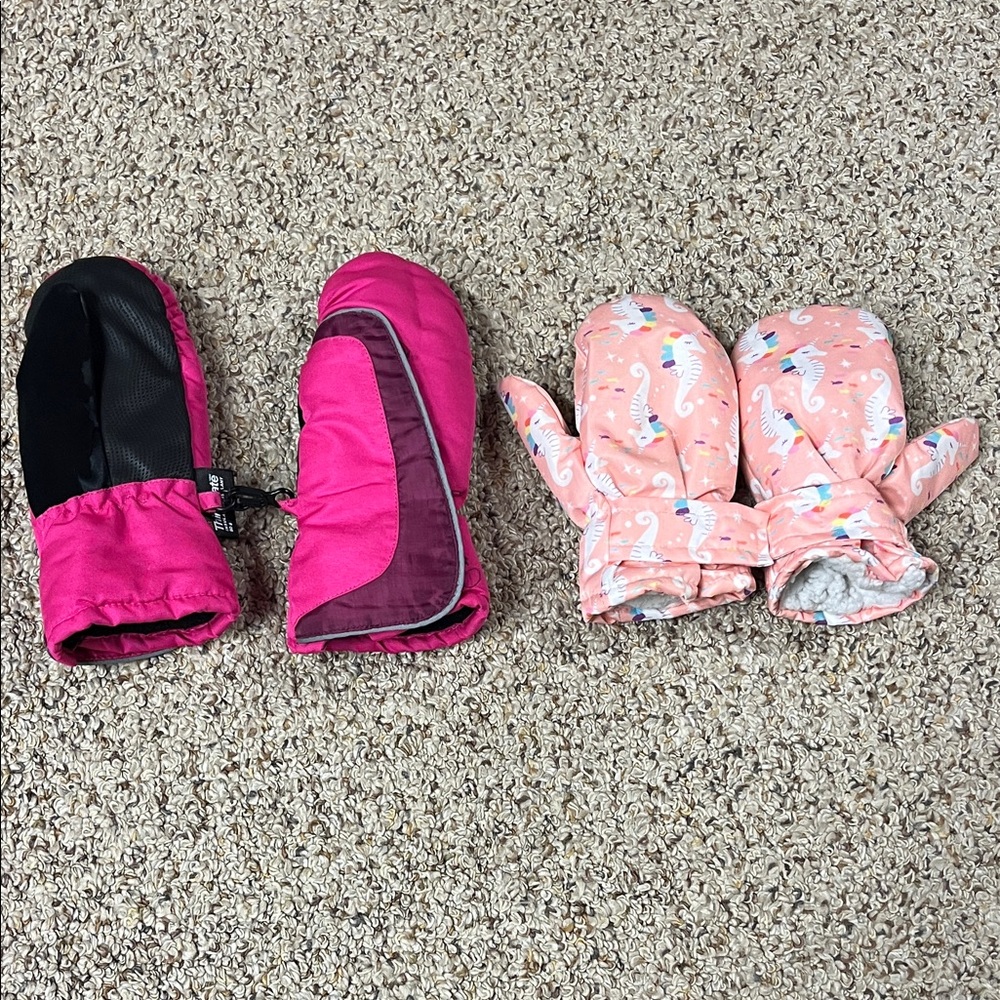3M Thinsulate Pink and Patterned Kids Mittens